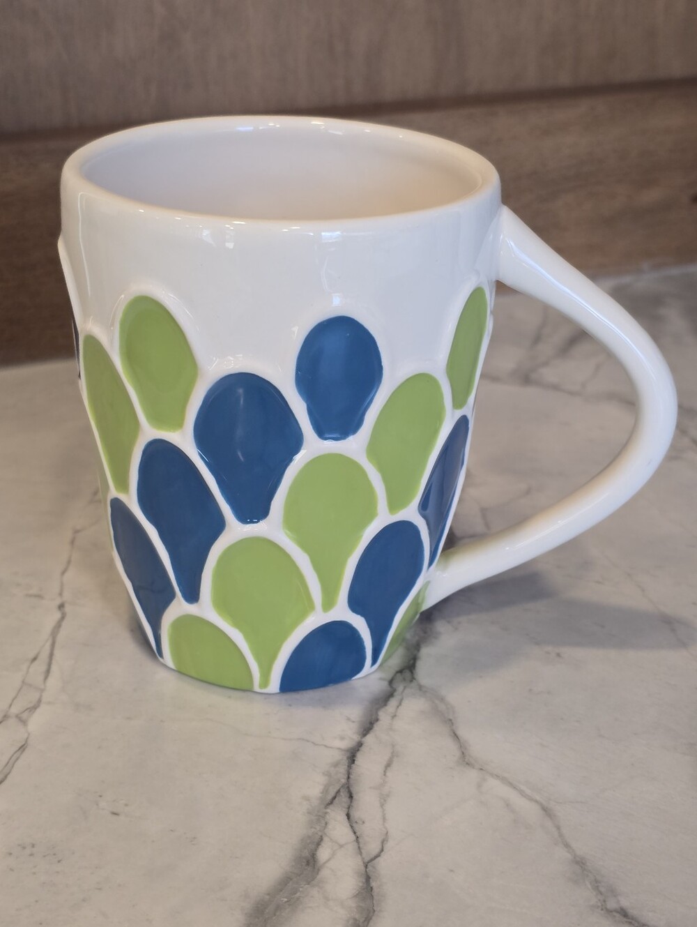 Starbucks Coffee Mermaid Fish Scales/ Peacock Mug 2009 14 Oz Porcelain Cup